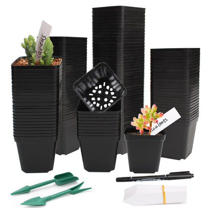SUNPRO 100-pcs square nursery pots for compact seed starting and stacking