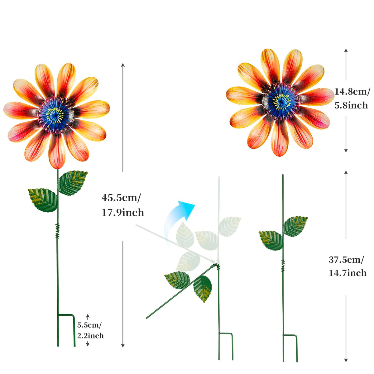 SUNREEK 18-inch garden stake weatherproof design for year-round display.