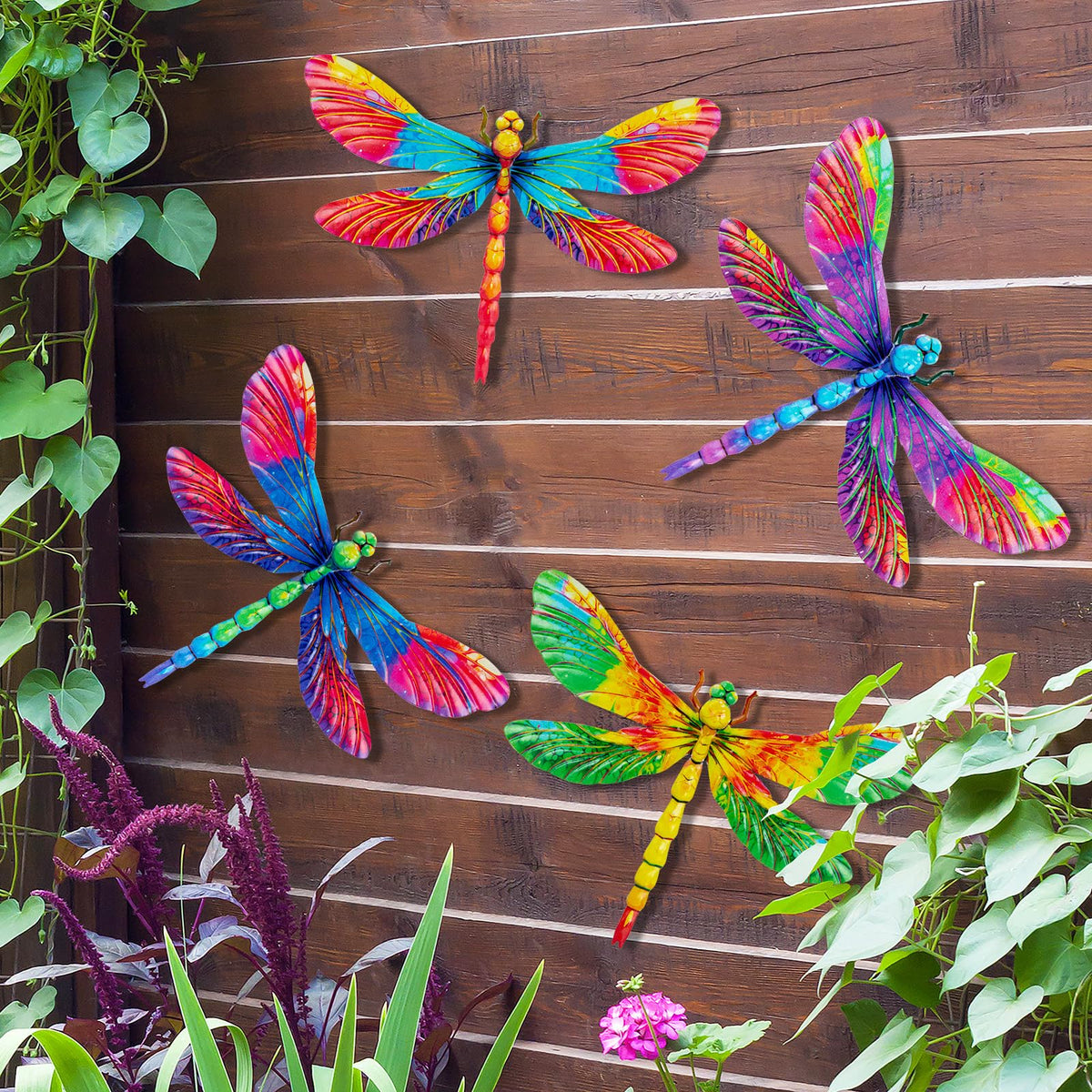 SUNREEK dragonfly wall decor for patio creates a welcoming exterior vibe.
