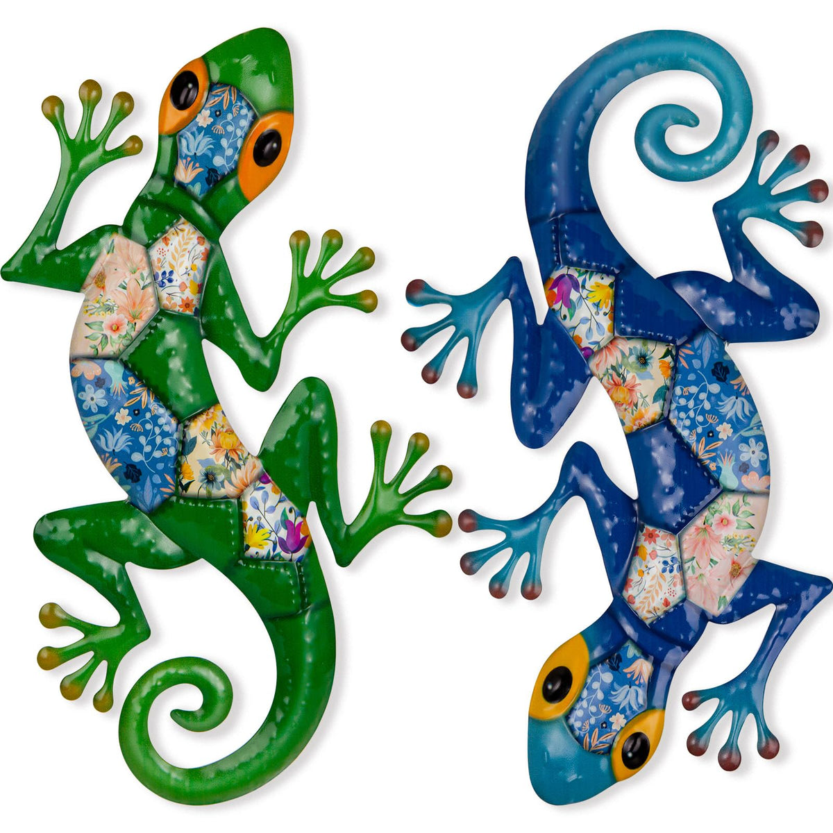 SUNREEK gecko wall art 2-pack on fence adds playful garden charm
