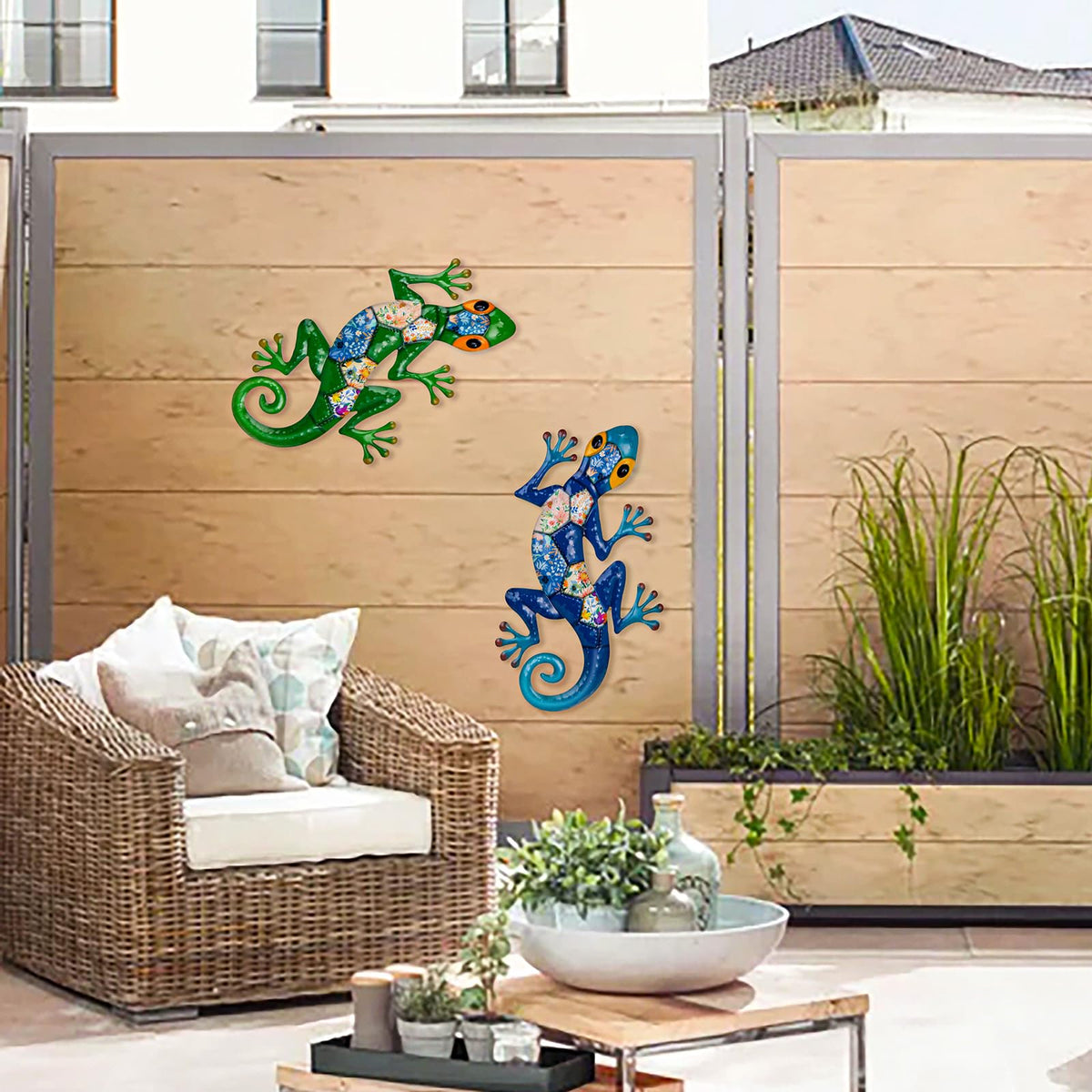 SUNREEK gecko wall art gift set for housewarmings or holidays