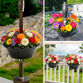 SUNREEK half-round planter showing umbrella hole compatible with parasols