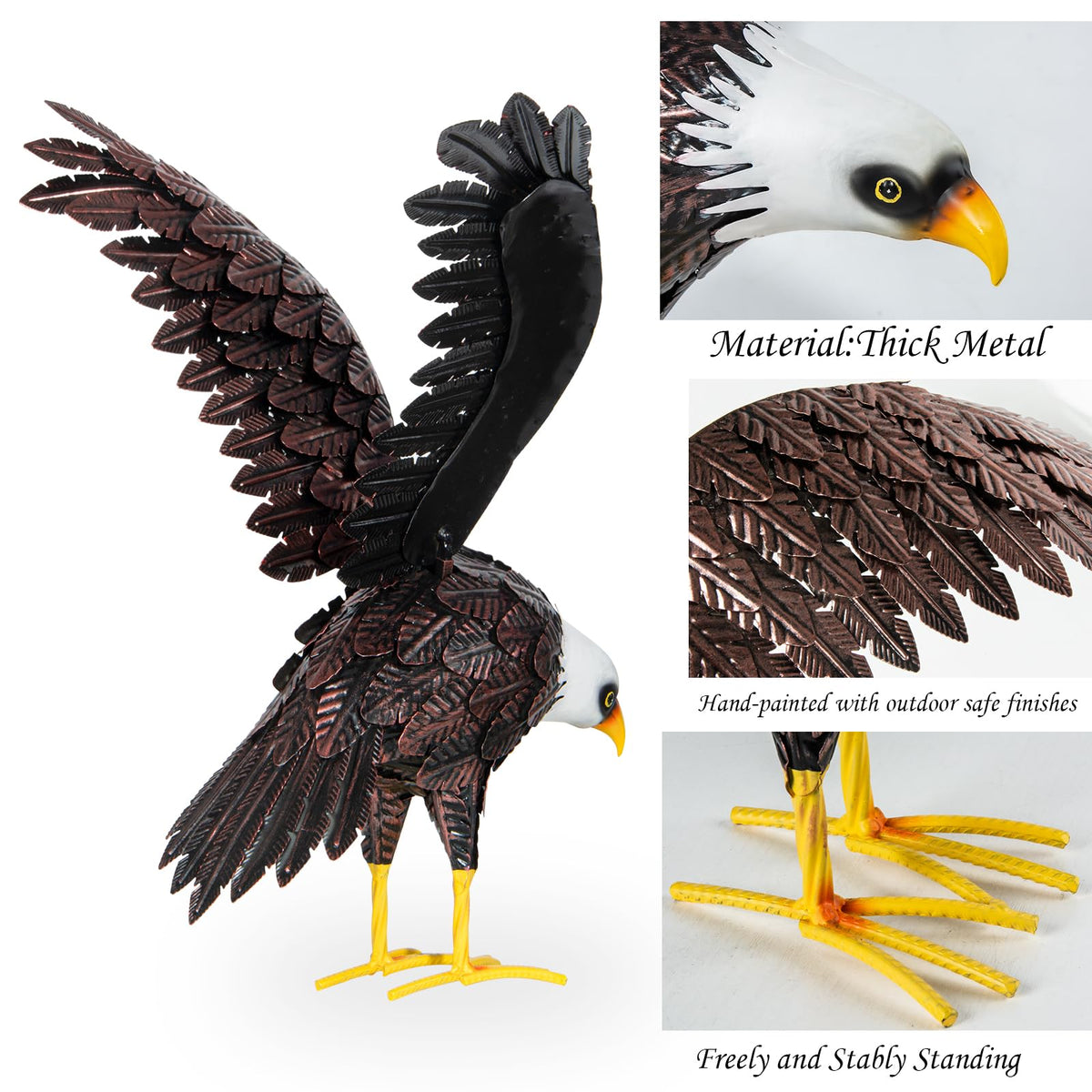 SUNREEK large eagle outdoor statue displayed on lawn for a bold, life-like presence.