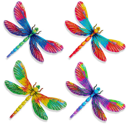 SUNREEK metal dragonfly wall decor on a fence adds bright garden charm.