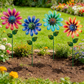 SUNREEK Metal Flowers stake-spring-sway adds dynamic motion to outdoor decor.