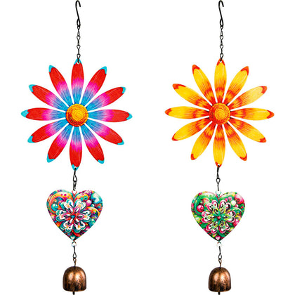 SUNREEK metal flower wind chime 2-pack for outdoors adds calming breeze
