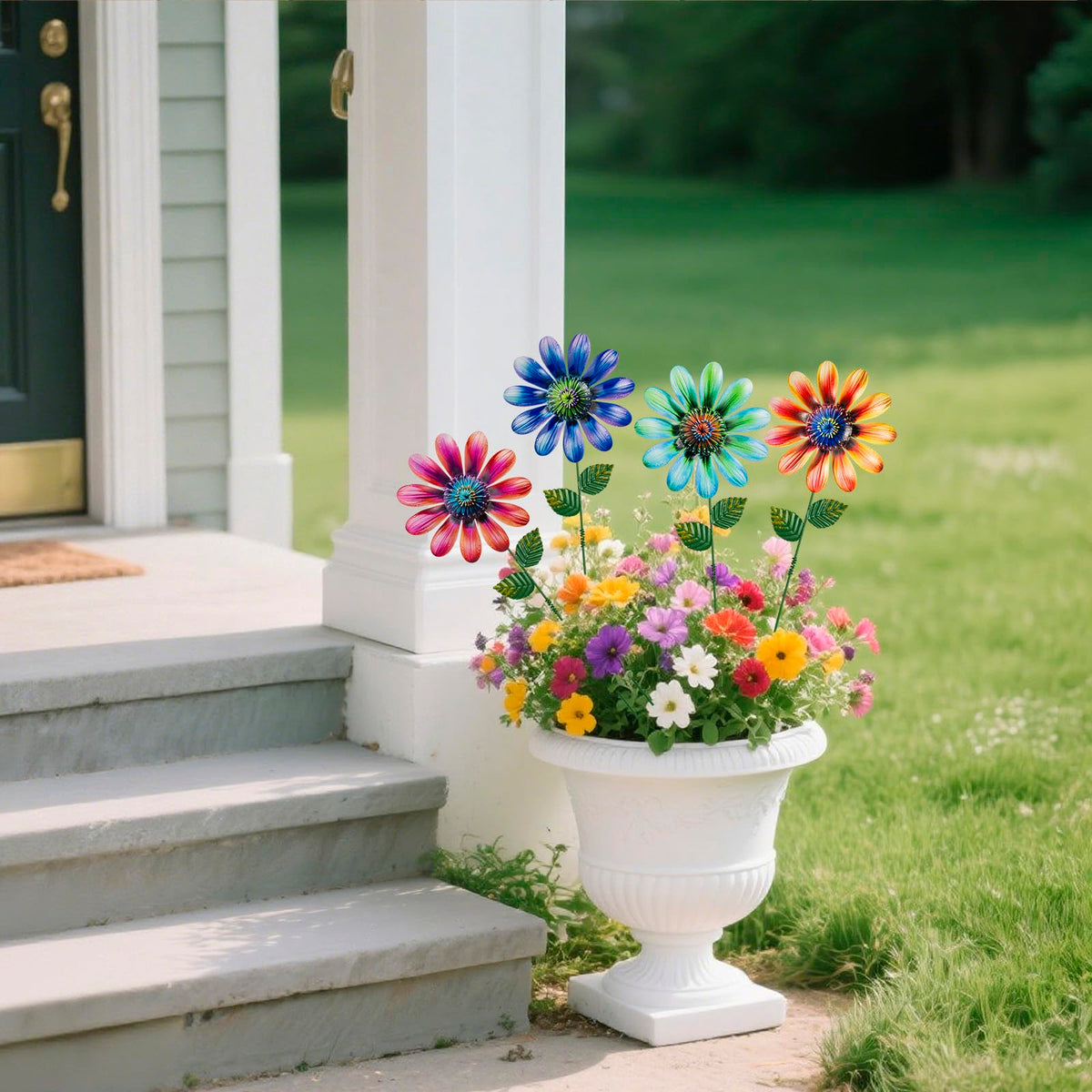 SUNREEK Weatherproof garden stakes for porch, balcony, or patio.