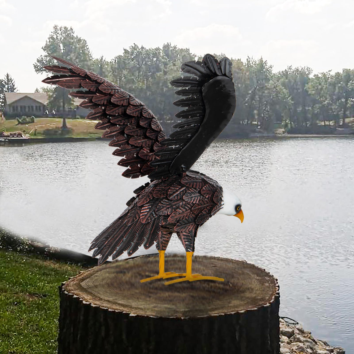 SUNREEK weatherproof eagle sculpture built to endure seasonal outdoor placement.