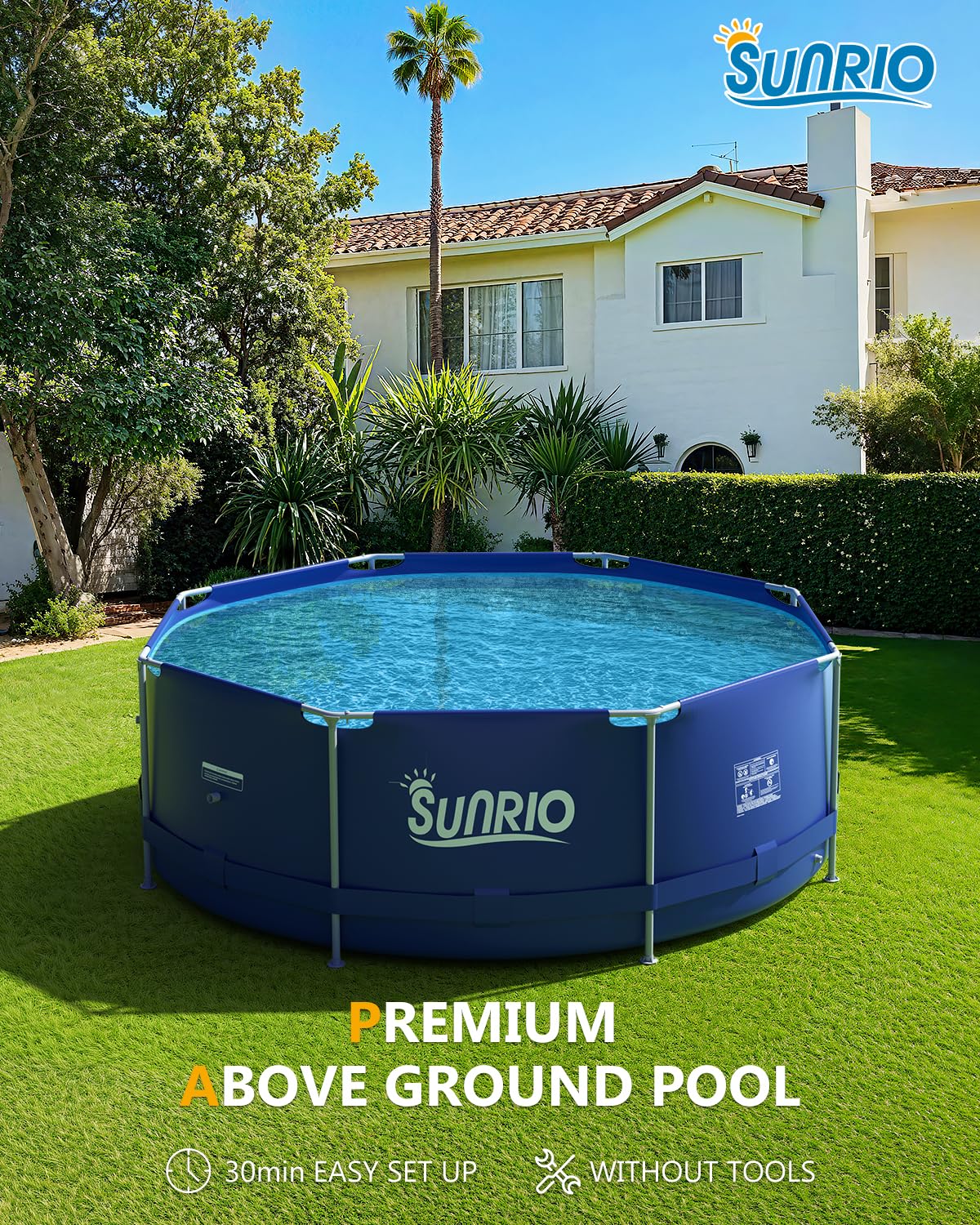 Sunrio Metal Pro pool base stability ensures secure backyard setup