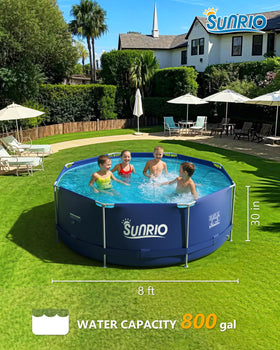 Sunrio Metal Pro pool frame assembly demonstrates easy setup