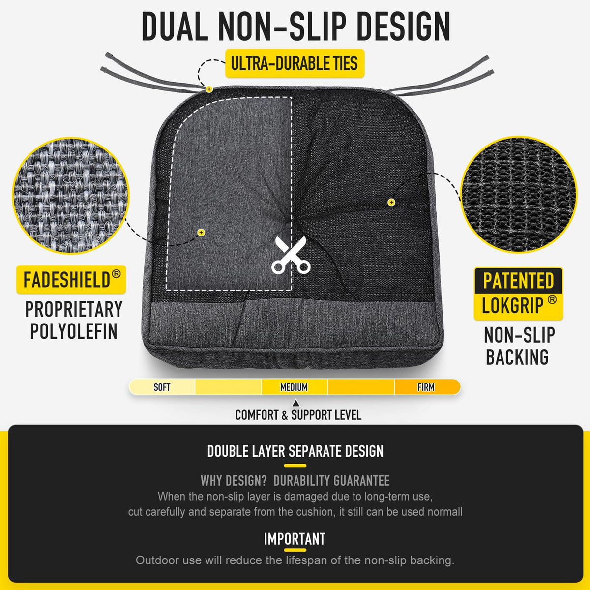 SUNROX tufted design with double stitching adds style and durability.