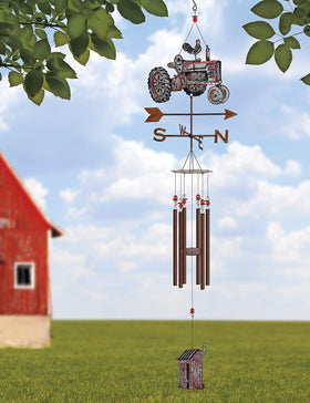 Galvanized metal construction of Sunset Vista Designs wind chime withstands outdoor weather