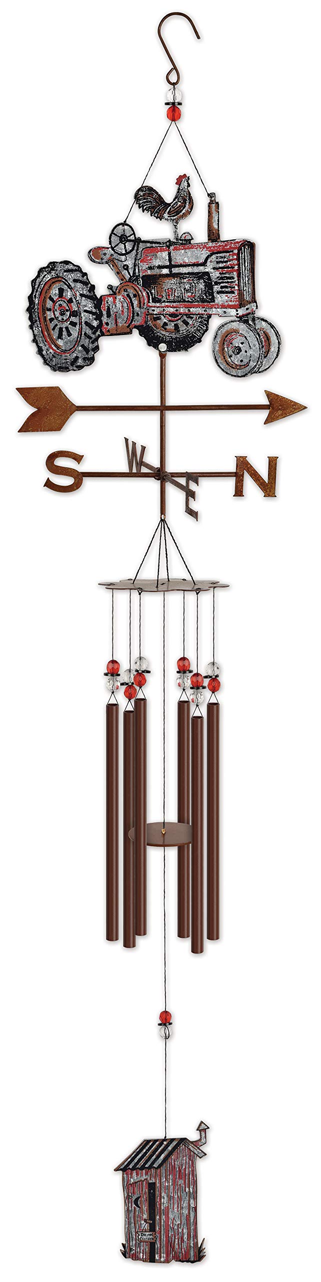 Sunset Vista Designs barnyard wind chime with tractor motif enhances outdoor country charm