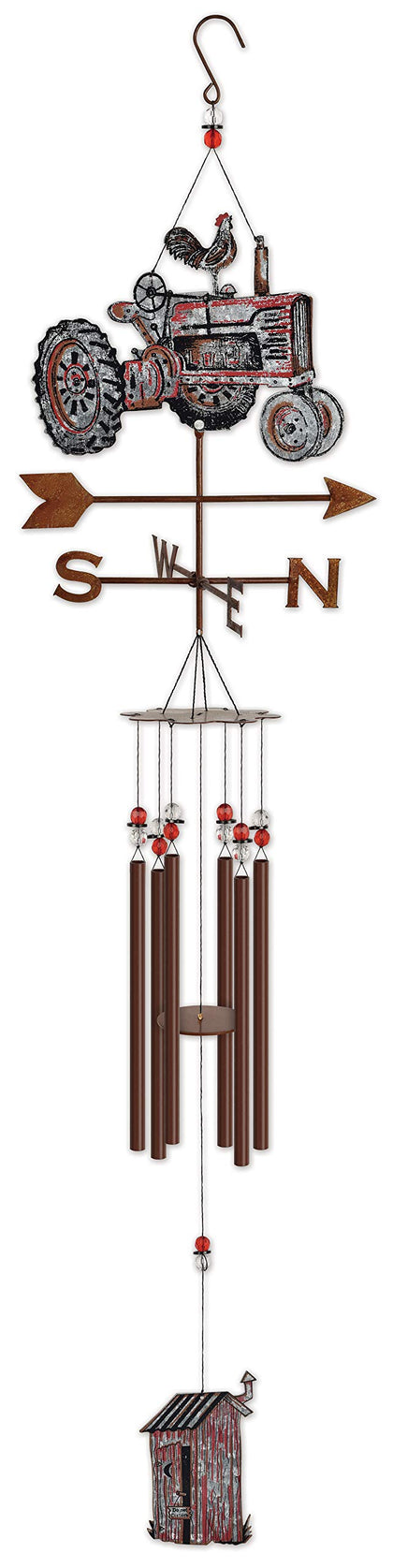 Sunset Vista Designs barnyard wind chime with tractor motif enhances outdoor country charm