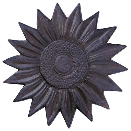 Sunset Vista Designs cast iron sunflower stepping stone with rustic brown finish for durable garden paths.