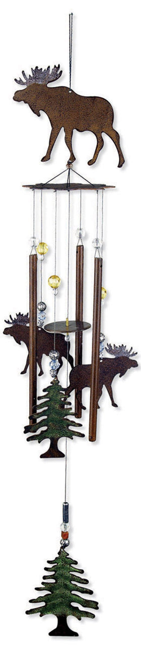Sunset Vista Designs Wilderness Wonders moose wind chime topper enhances outdoor ambiance.