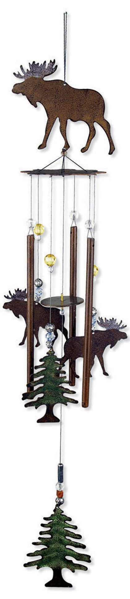Sunset Vista Designs Wilderness Wonders moose wind chime topper enhances outdoor ambiance.