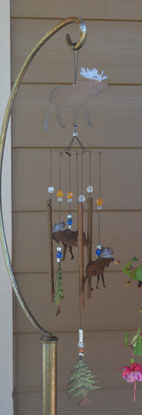 Sunset Vista Designs moose wind chime beads accents add subtle garden sparkle.