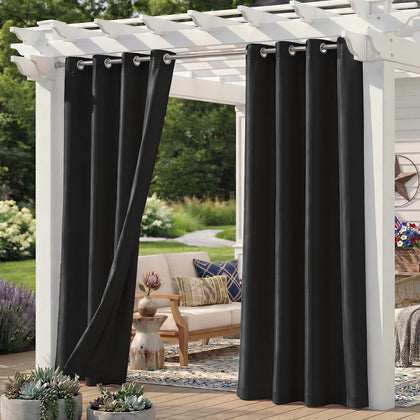 Sunshelf 6-panel outdoor curtains provide private shade and soft light for patios.