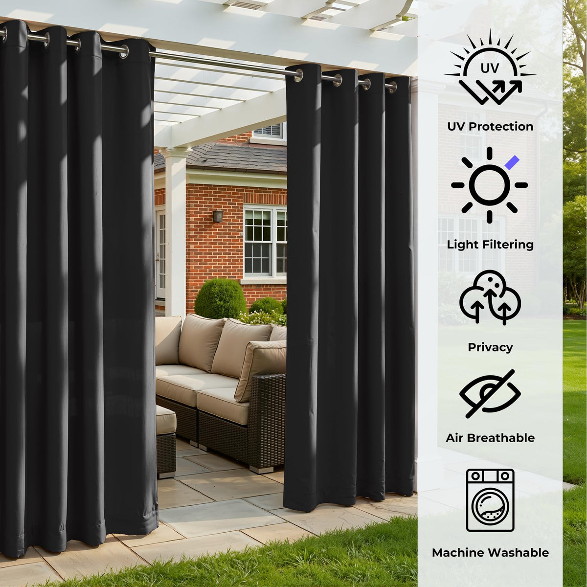 Sunshelf light-filtering fabric softens sun without darkening your outdoor lounge.