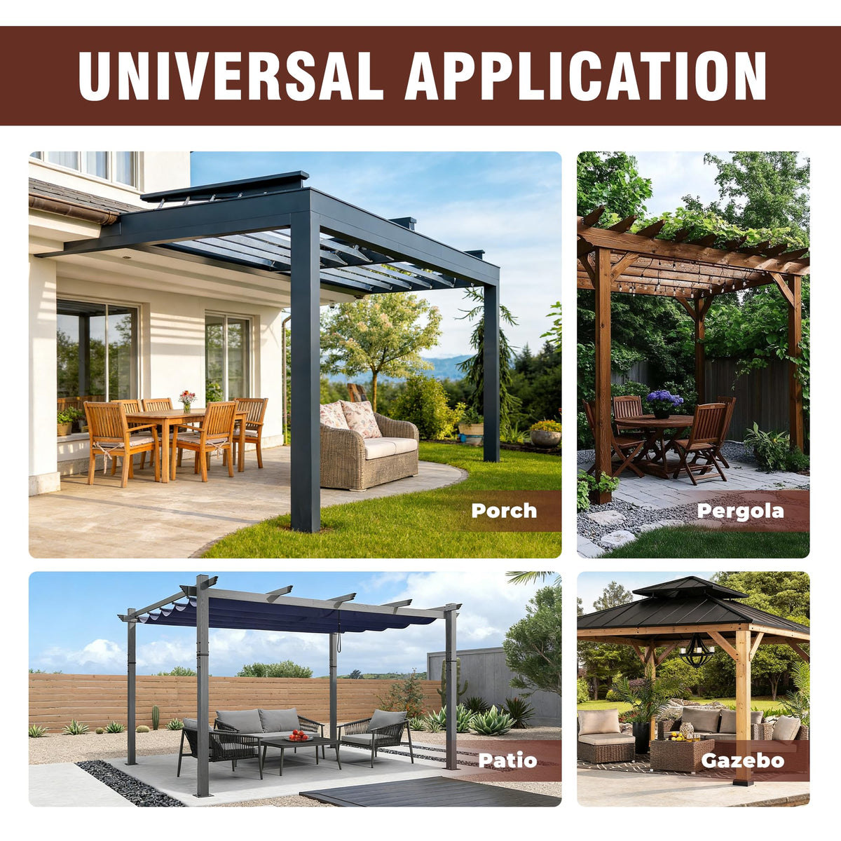 Sunshelf outdoor curtains come in multiple sizes to fit diverse patios.