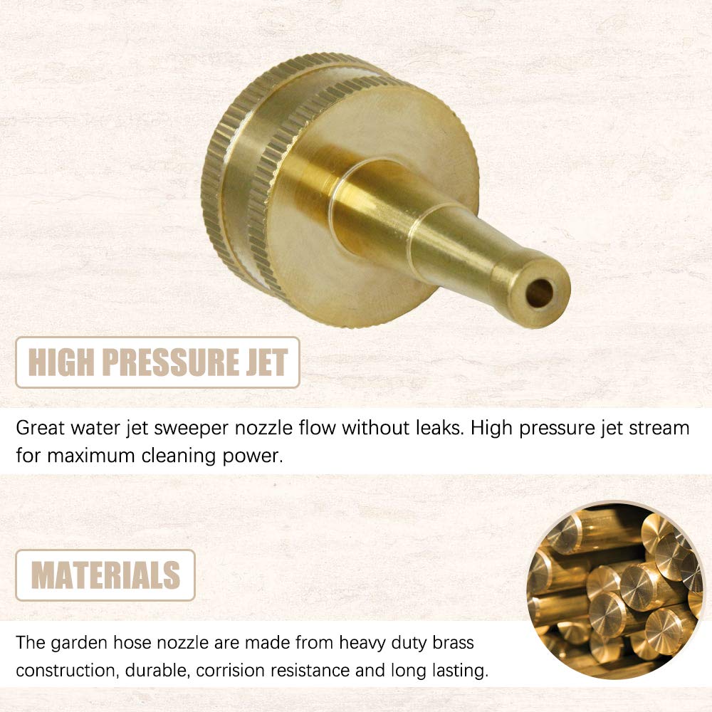 SUNTAI solid brass jet sweeper nozzle hose-connection demonstrates easy attachment and secure fit.