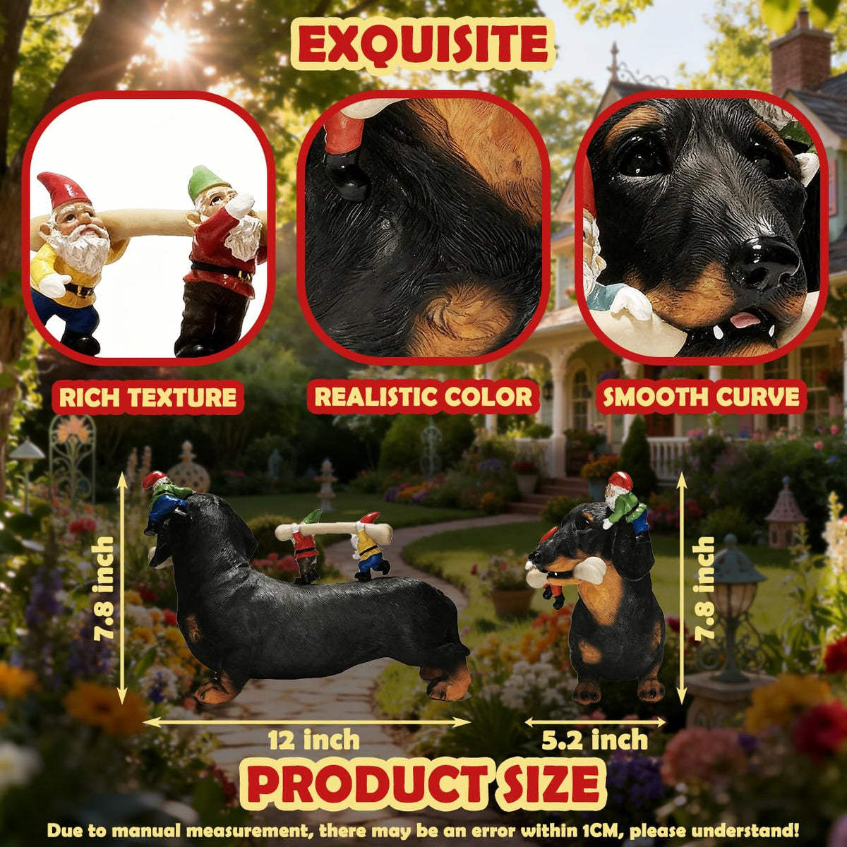 Sunthus dachshund garden decor for yard display, adds whimsy.
