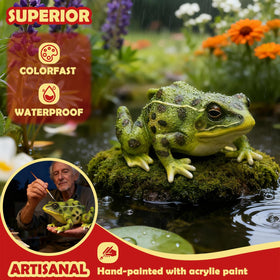 Sunthus frog statue shows granular skin texture for natural garden realism.