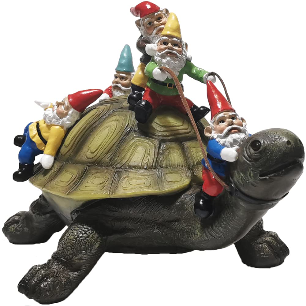 Sunthus Garden Gnome Turtle front view, vibrant outdoor décor that adds whimsy to any yard.