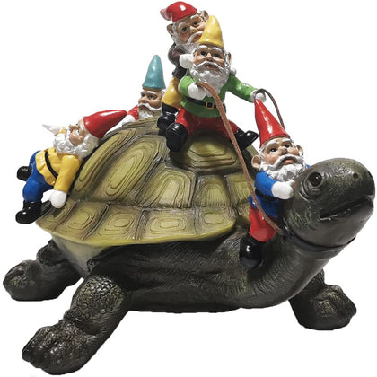 Sunthus Garden Gnome Turtle front view, vibrant outdoor décor that adds whimsy to any yard.