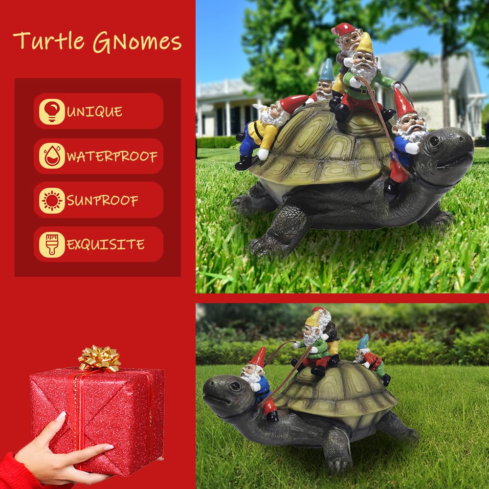 Sunthus Garden Gnome Turtle side view, charming detail for garden storytelling.