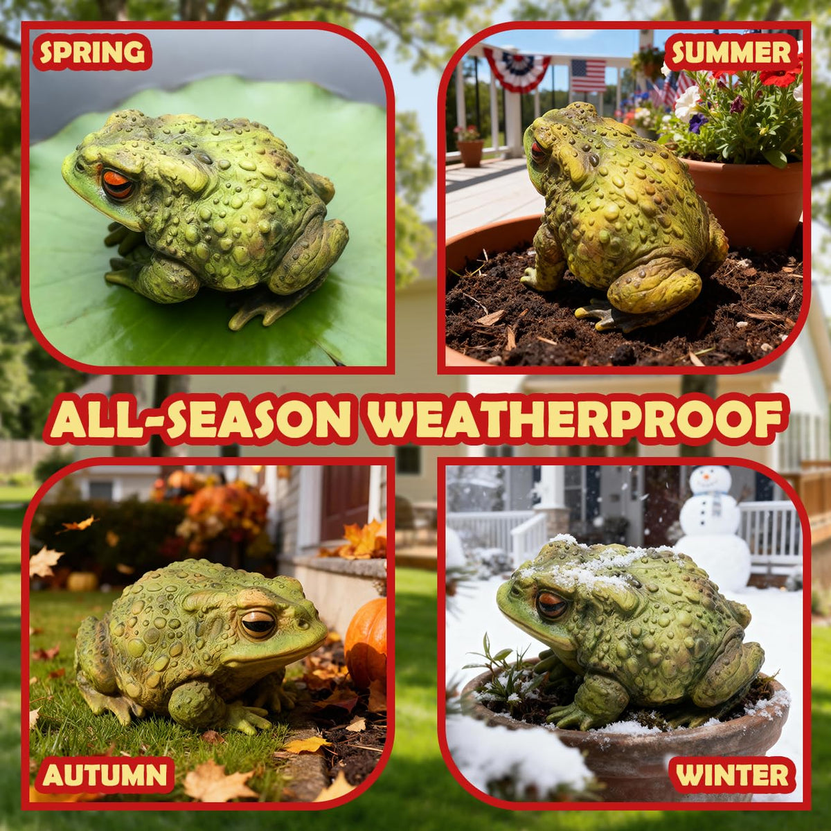 Sunthus outdoor decor waterproof and sunproof for year round display.