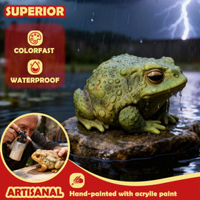 Sunthus toad figurine in brown skin suits patios and paths.