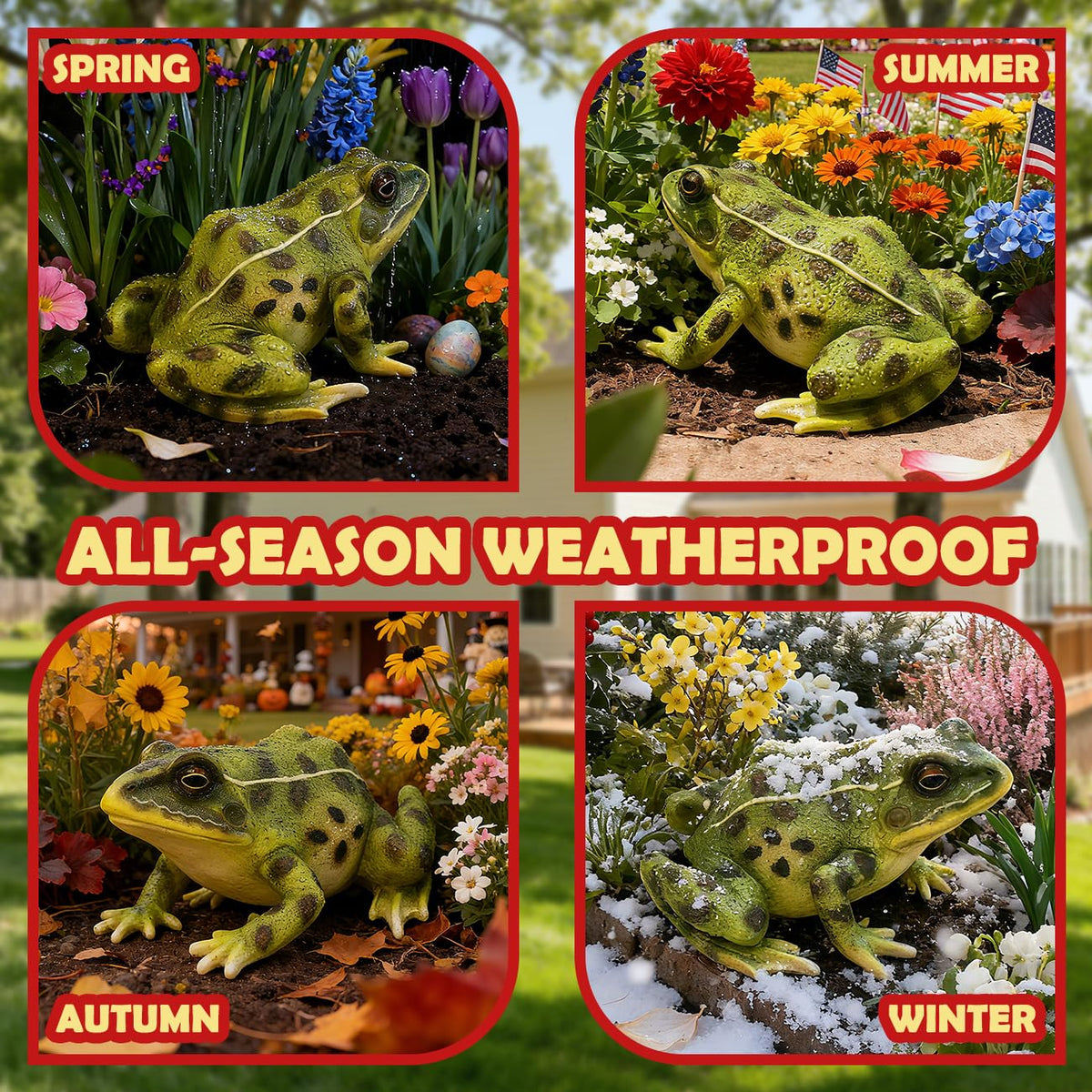 Sunthus toad statue is weather-resistant for durable outdoor use.