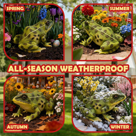 Sunthus toad statue is weather-resistant for durable outdoor use.