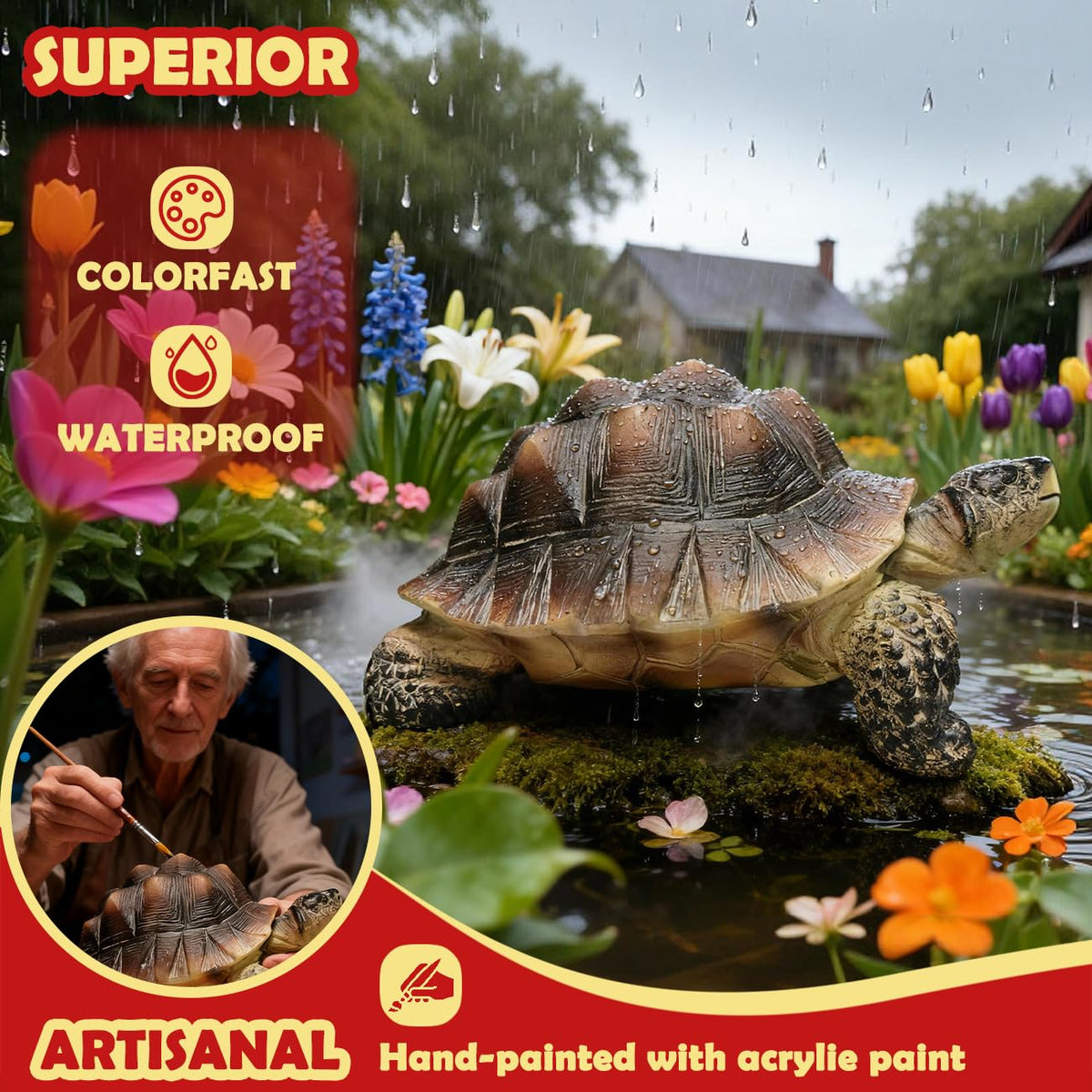 Sunthus Turtle sculpture 6.7x4.3x3.3 inches compact display