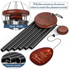 Suntimber Cardinal Wind Chimes with engraved memorial words