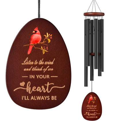 Suntimber Cardinal Wind Chimes in an outdoor memorial garden scene