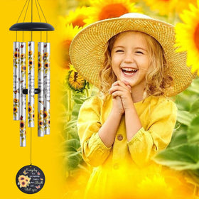 Suntimber Sunflower Wind Chimes Be Sunny pattern adds positive vibes outdoors