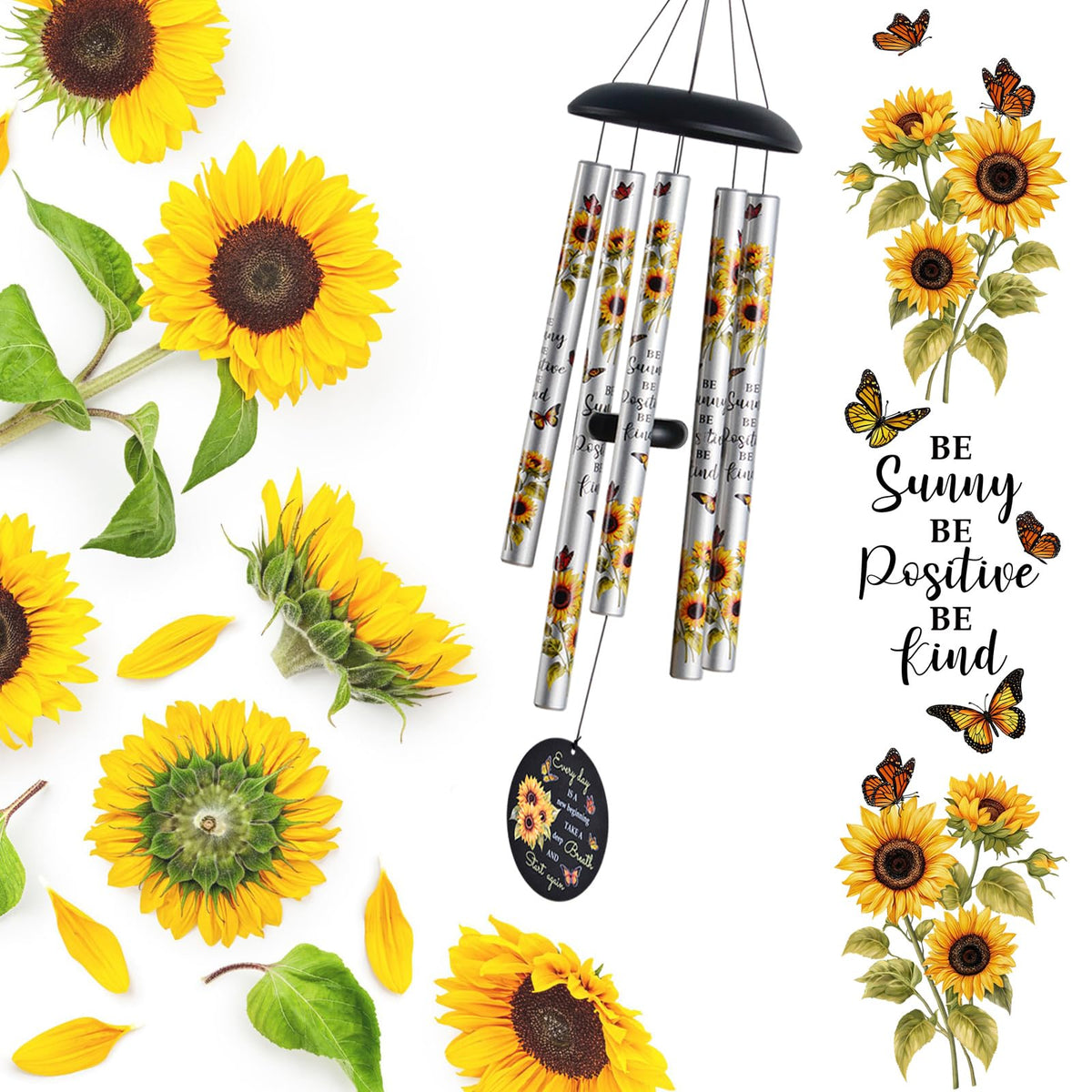 Suntimber sunflower wind chimes ideal for birthdays or retirement celebrations