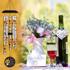 Suntimber Sunflower Wind Chimes sunflower print close-up for cheerful garden appeal
