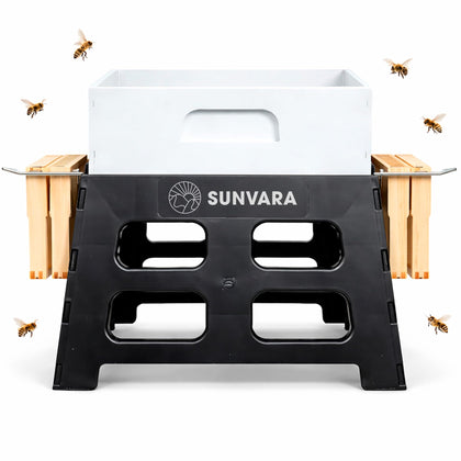 SunVara Bee Hive Stand 10-frame provides stable support for organized hive setups.