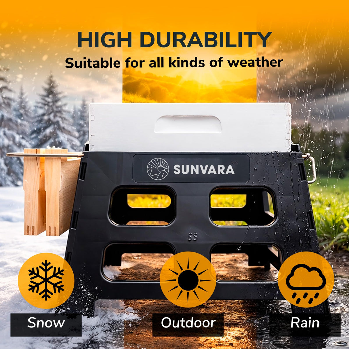 SunVara Bee Hive Stand enables easier inspection of frames and maintenance.