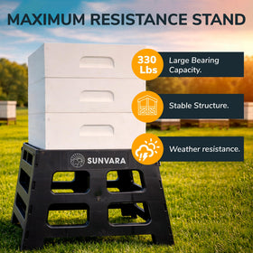 SunVara stand elevates hive to enhance drainage and prevent water buildup.