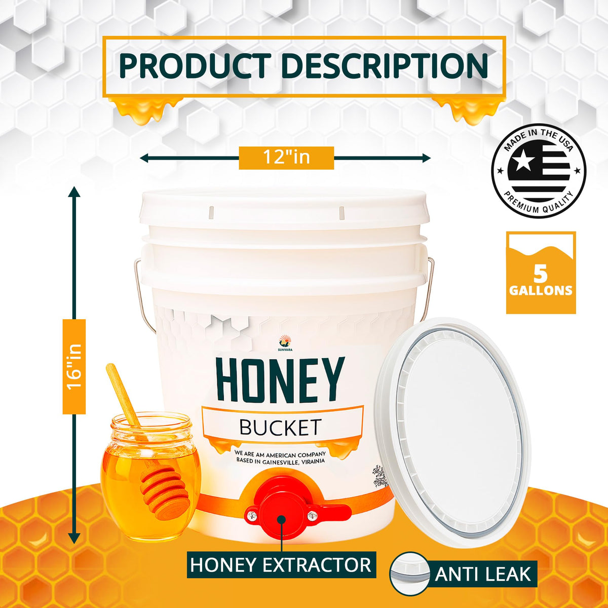 SunVara gate and drain enable mess-free honey transfer