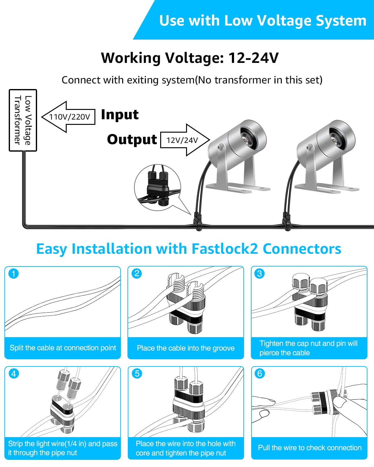 SUNVIE fastlock2 connector enables quick, reliable pond lighting connections