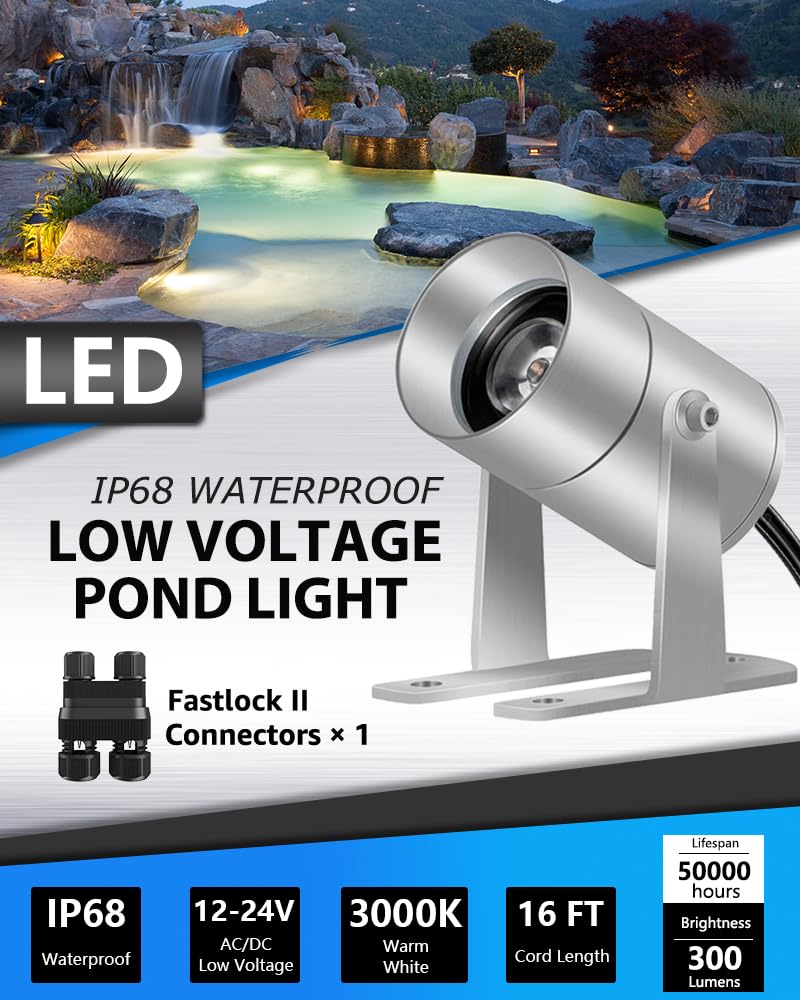 SUNVIE submersible pond light IP68 for durable underwater fountain illumination