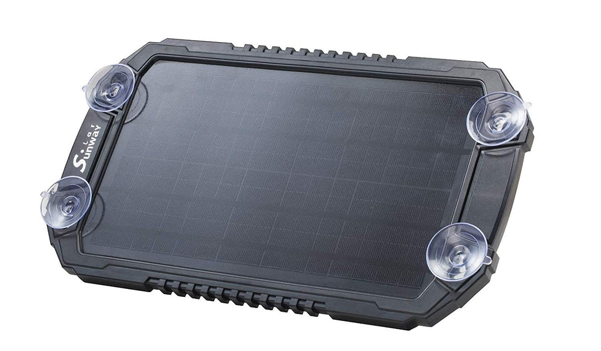 Sunway Solar compact glove-box kit for RV and car storage.