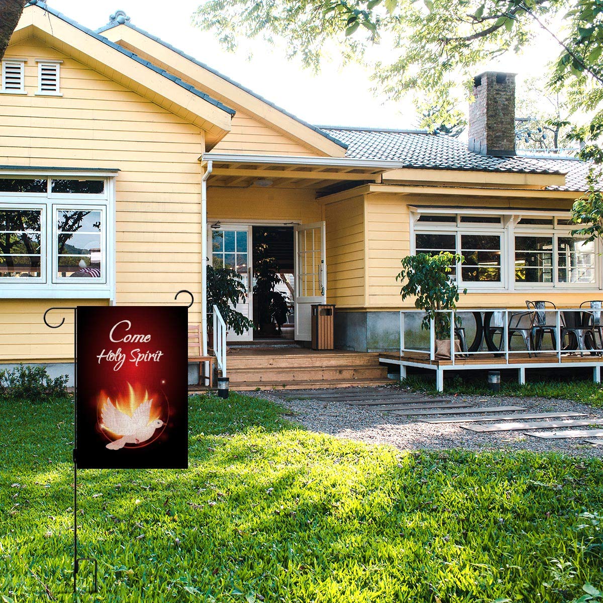 Sunwer Pentecost banner for outdoor use with double-sided readability from any direction.
