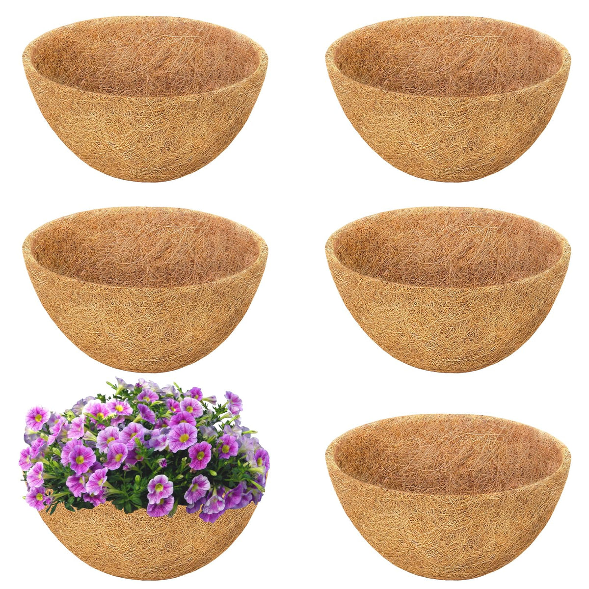 Sunwinx 12-inch round coconut liner fits planters and baskets for better airflow.